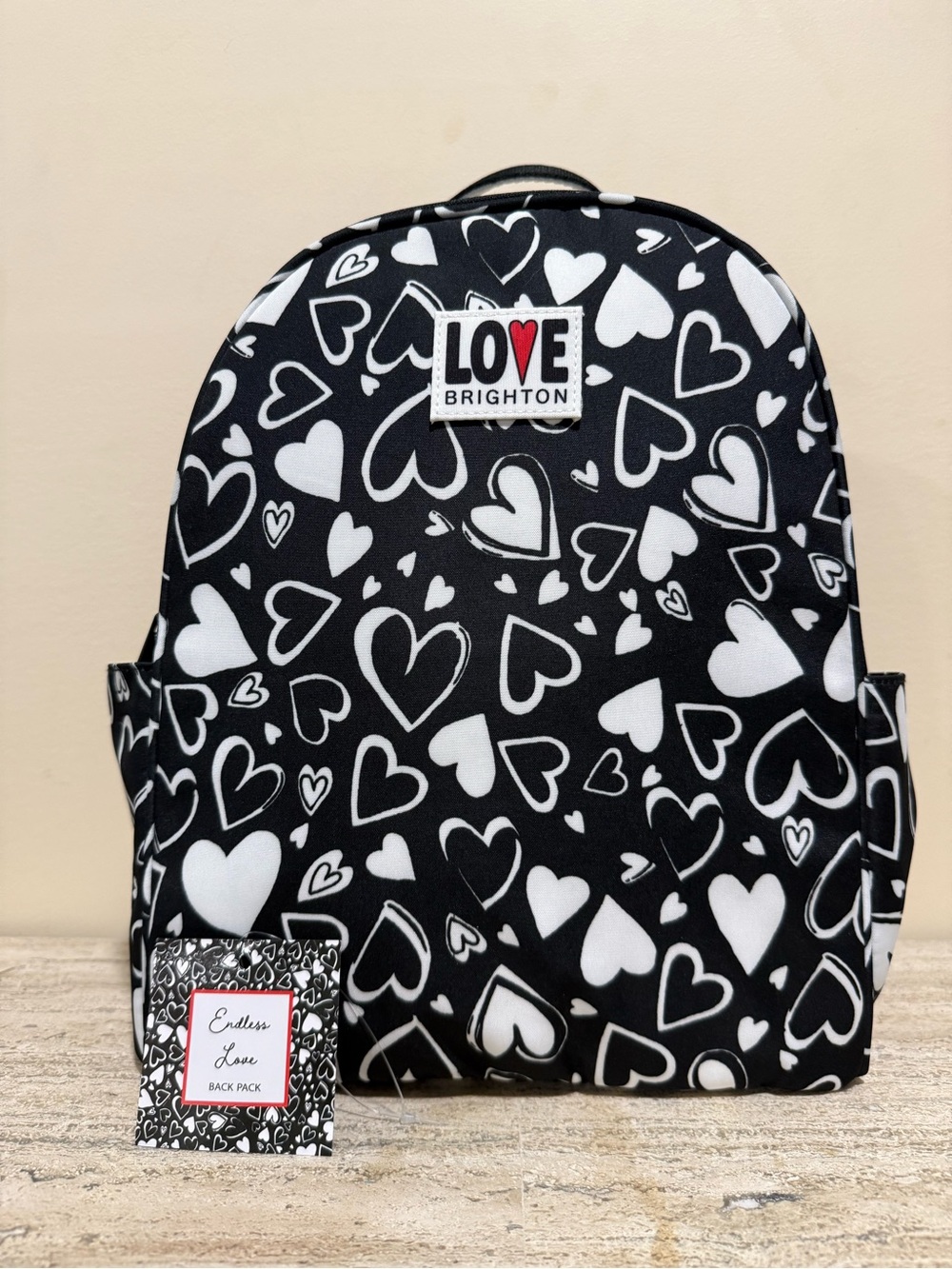 Brighton Black & White Heart Print Backpack